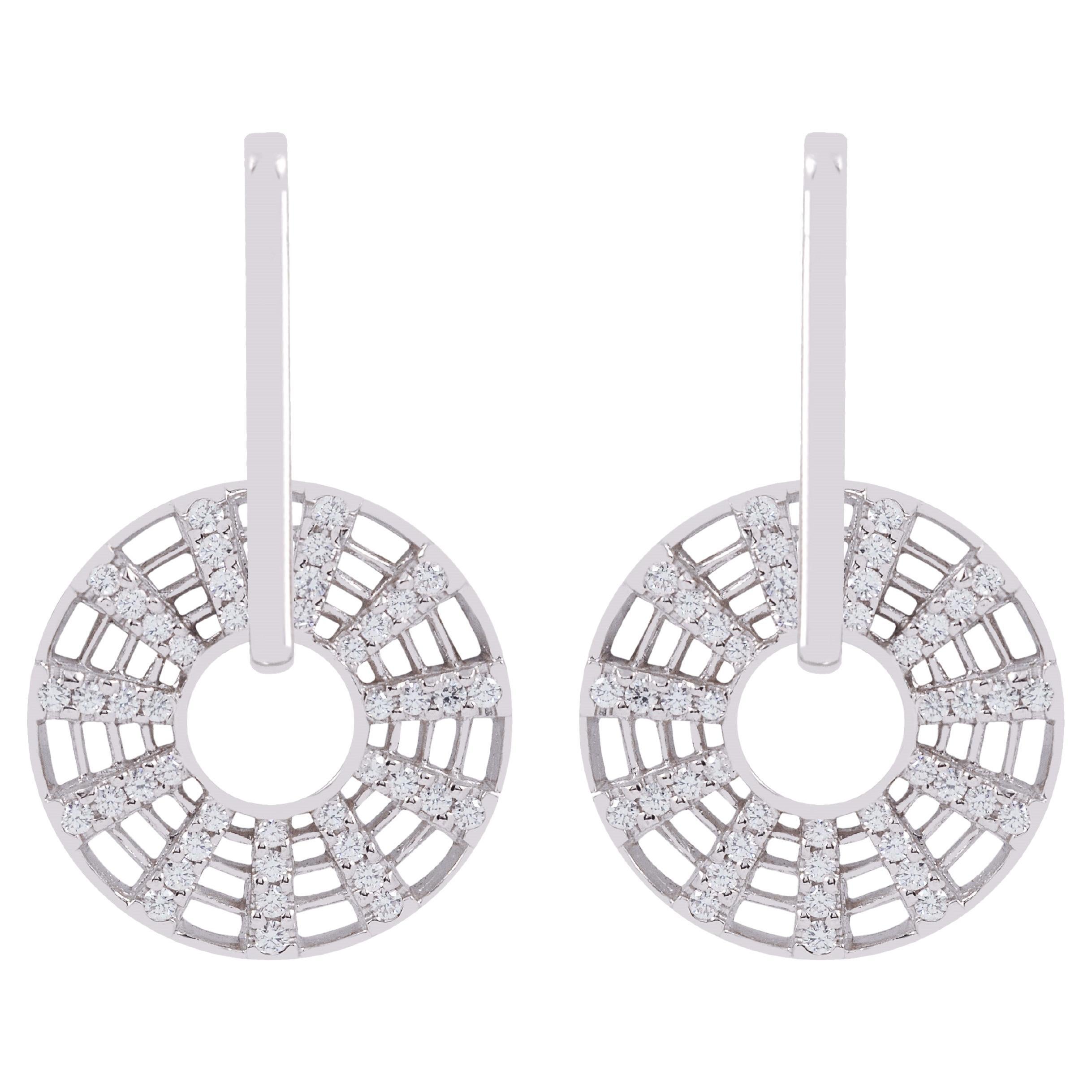 Diamond Kaleidoscope Lattice Earrings in 18K White Gold Settings For Sale