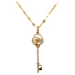 Diamond Key Gold Pendant Necklace Estate Fine Jewelry