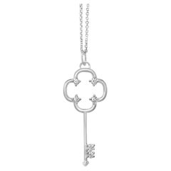 Diamond Key Necklace in 14k White Gold
