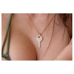 Diamond Key Necklace, White Gold