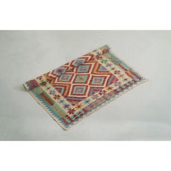 Handgewebter Diamant-Kelim-Wollteppich in Lila-Muster