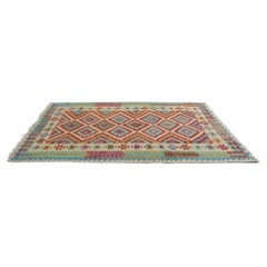 Alfombra de lana tejida a mano Diamond Kilim con diseño Toque de Violeta
