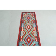 Diamant-Kelim-Woll-Lufer in Crimson-Rot