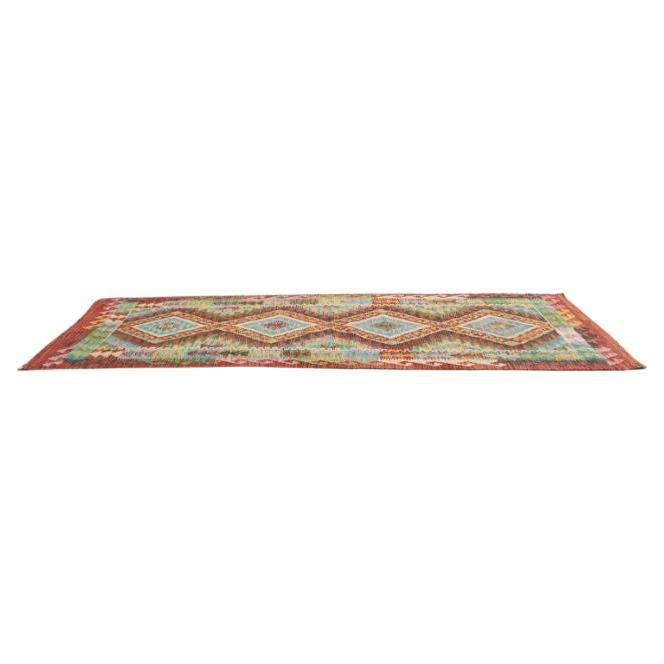 Diamond Kilim Wool Runner in Nightshade Purple For Sale