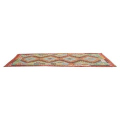 Diamond Kilim Wool Runner in Nightshade Purple