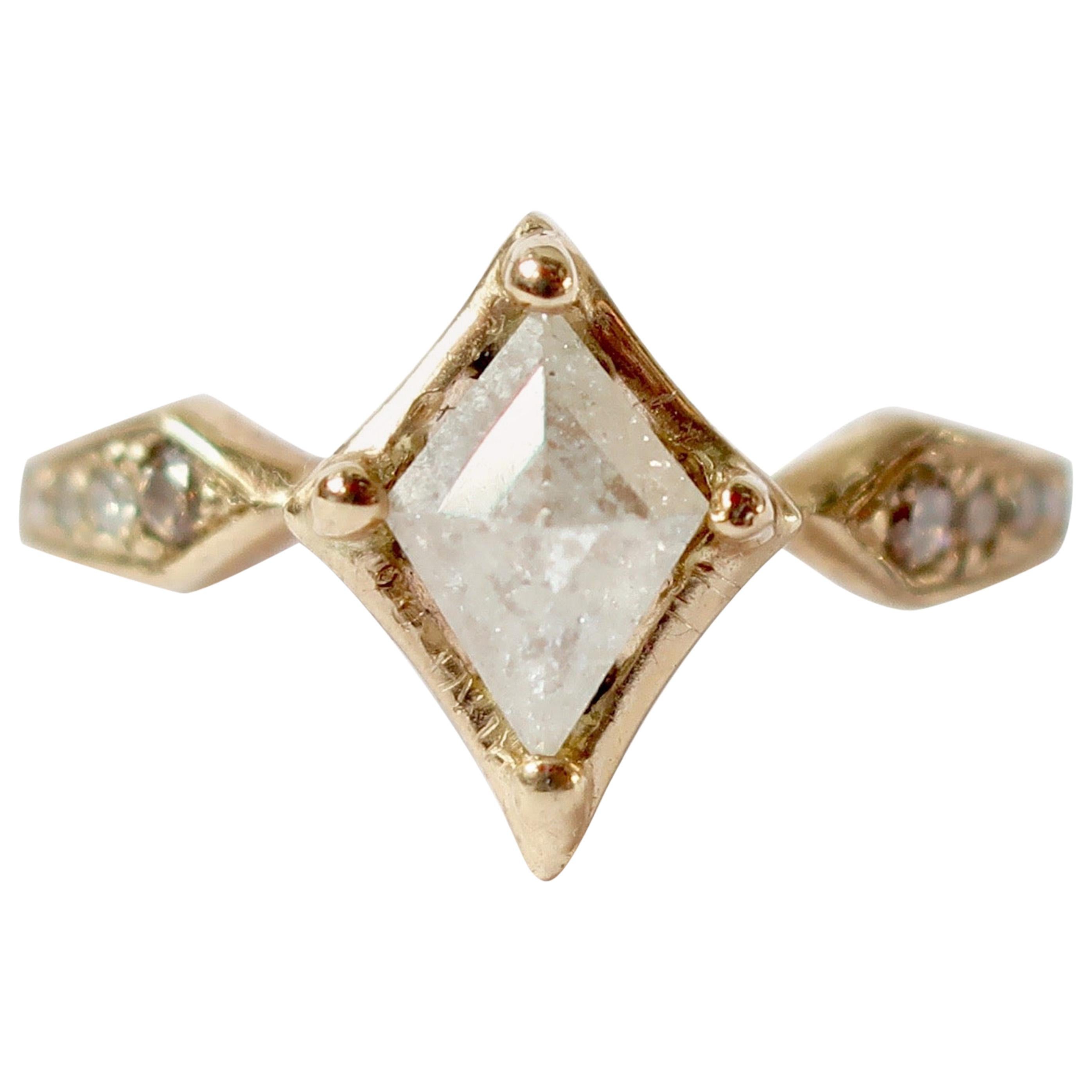 Diamond Kite Art Deco Inspired 14 Karat Gold Ring
