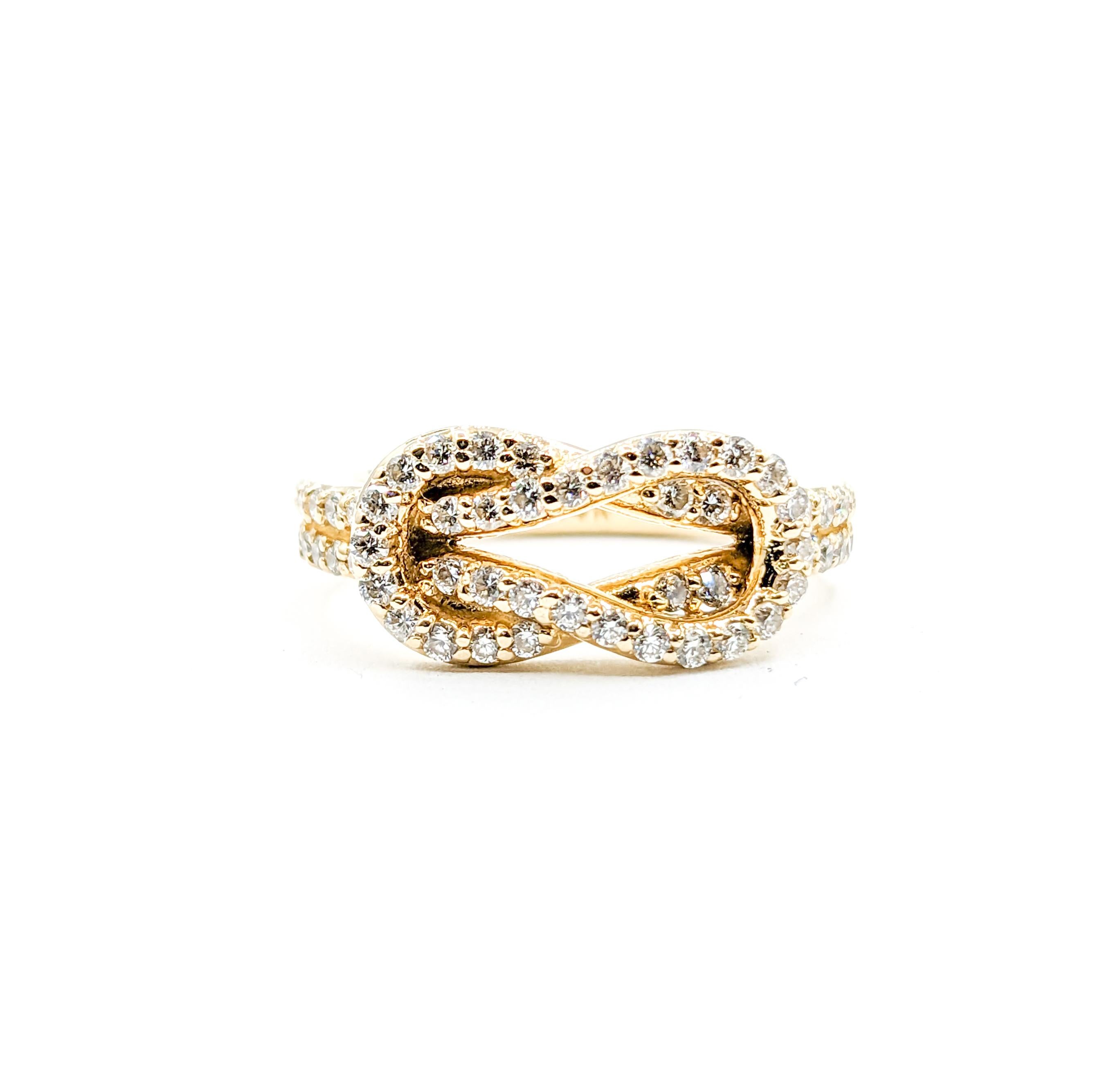 Diamond Knot Ring in 14K Gold For Sale 4