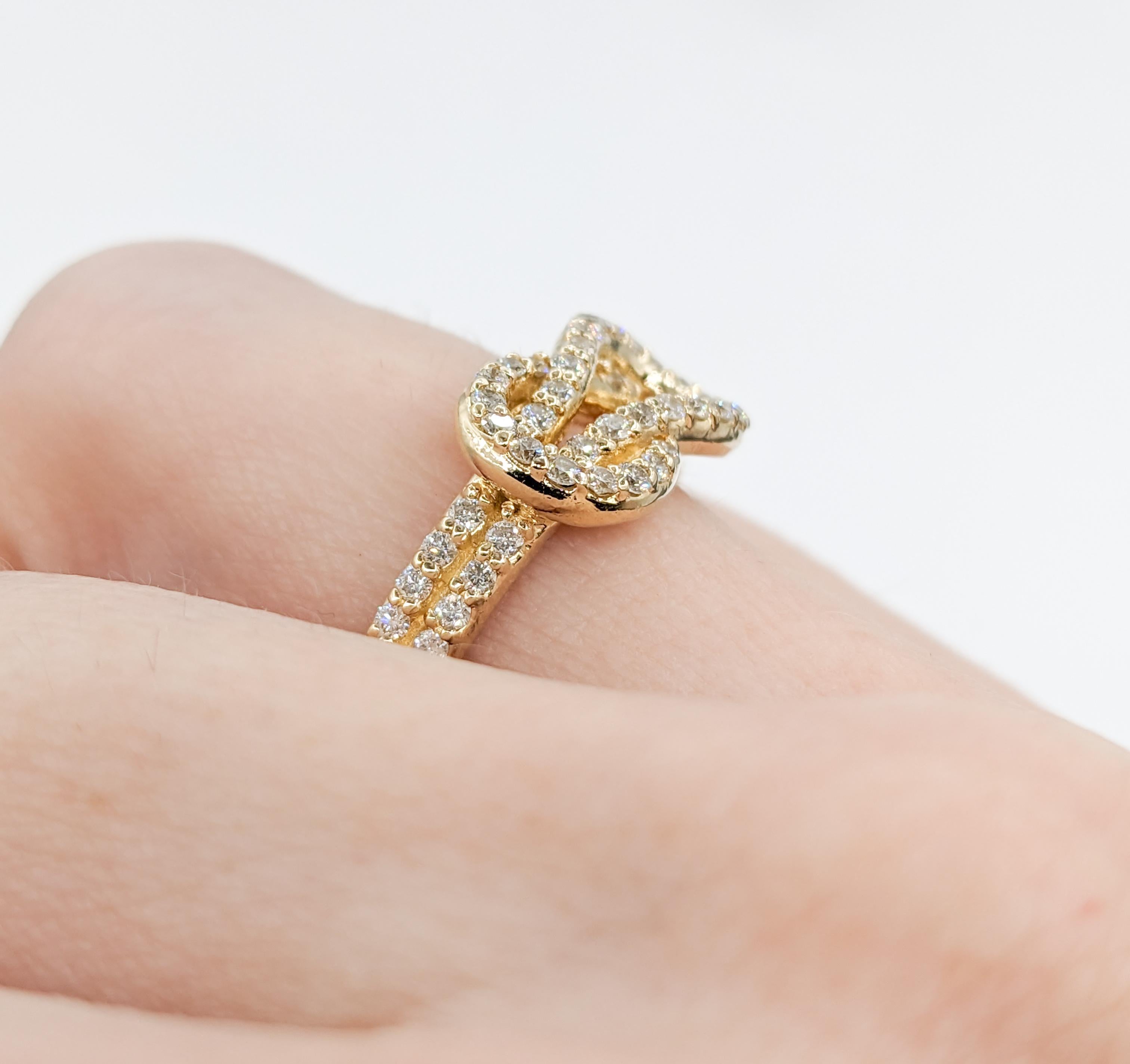 Contemporary Diamond Knot Ring in 14K Gold For Sale