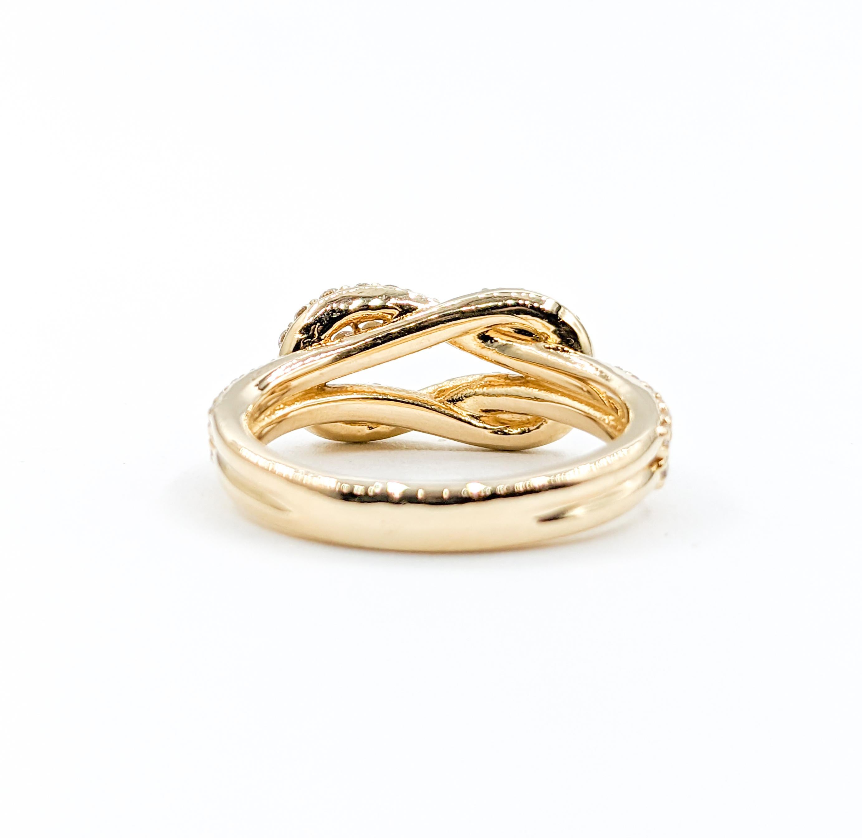 Women's Diamond Knot Ring in 14K Gold For Sale