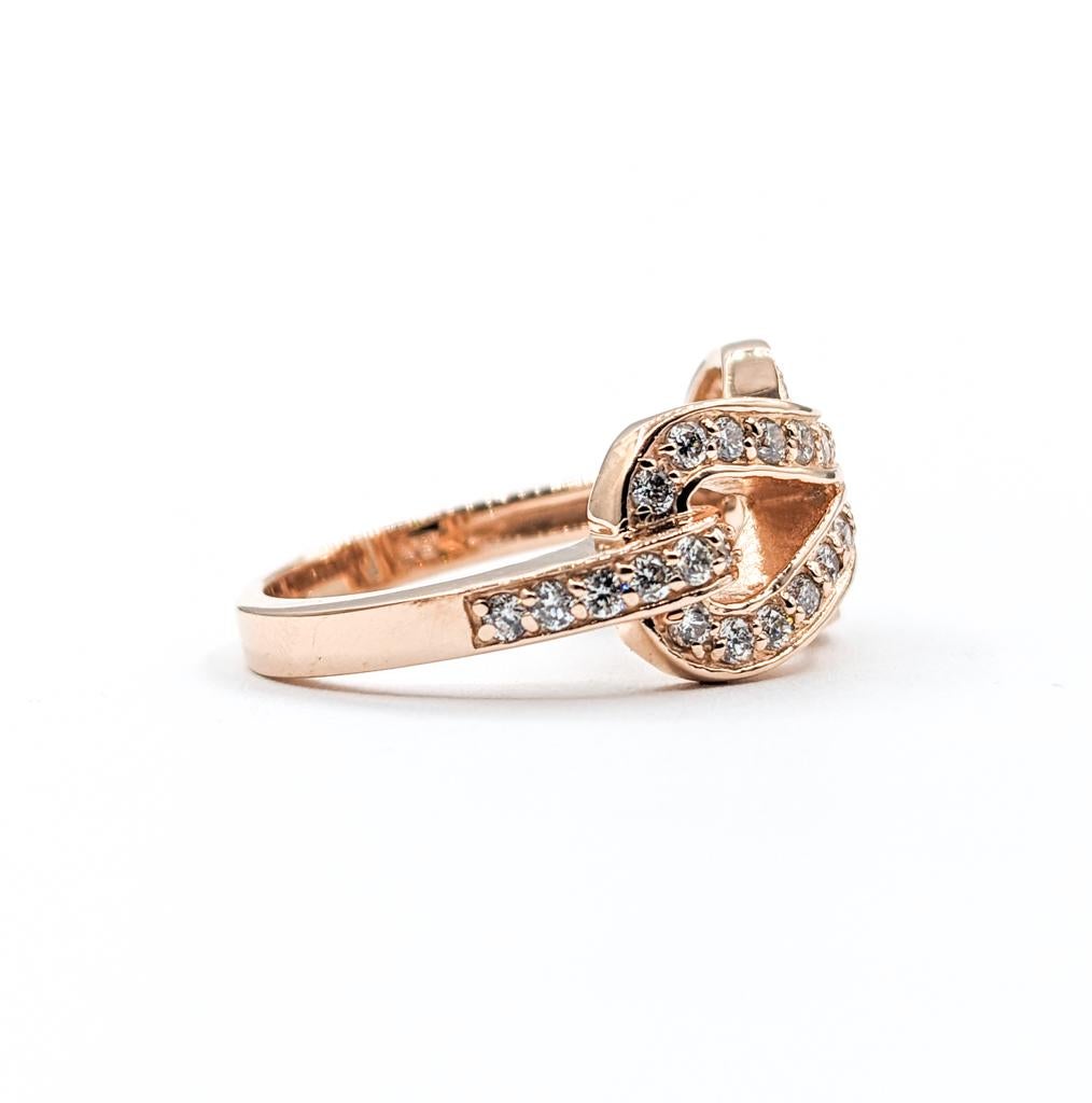 Women's Diamond Knot Ring in Rose Gold For Sale