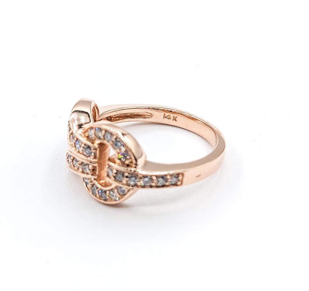 Bague nœud de diamant en or rose en vente 2