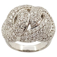 Diamond Knot Ring Set in 18 Karat White Gold Settings