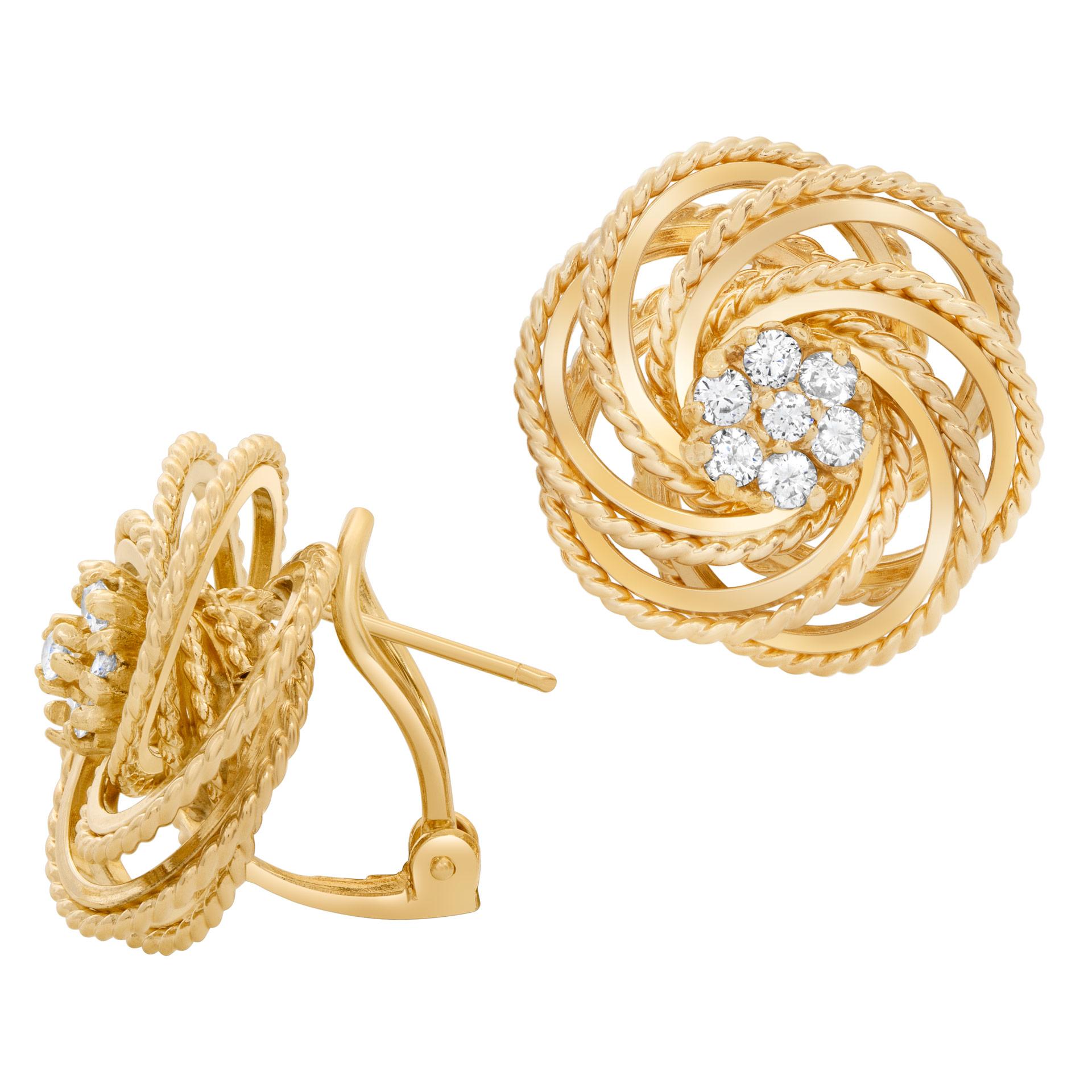 Modern Diamond Knotted Earrings in 14k Yellow Gold
