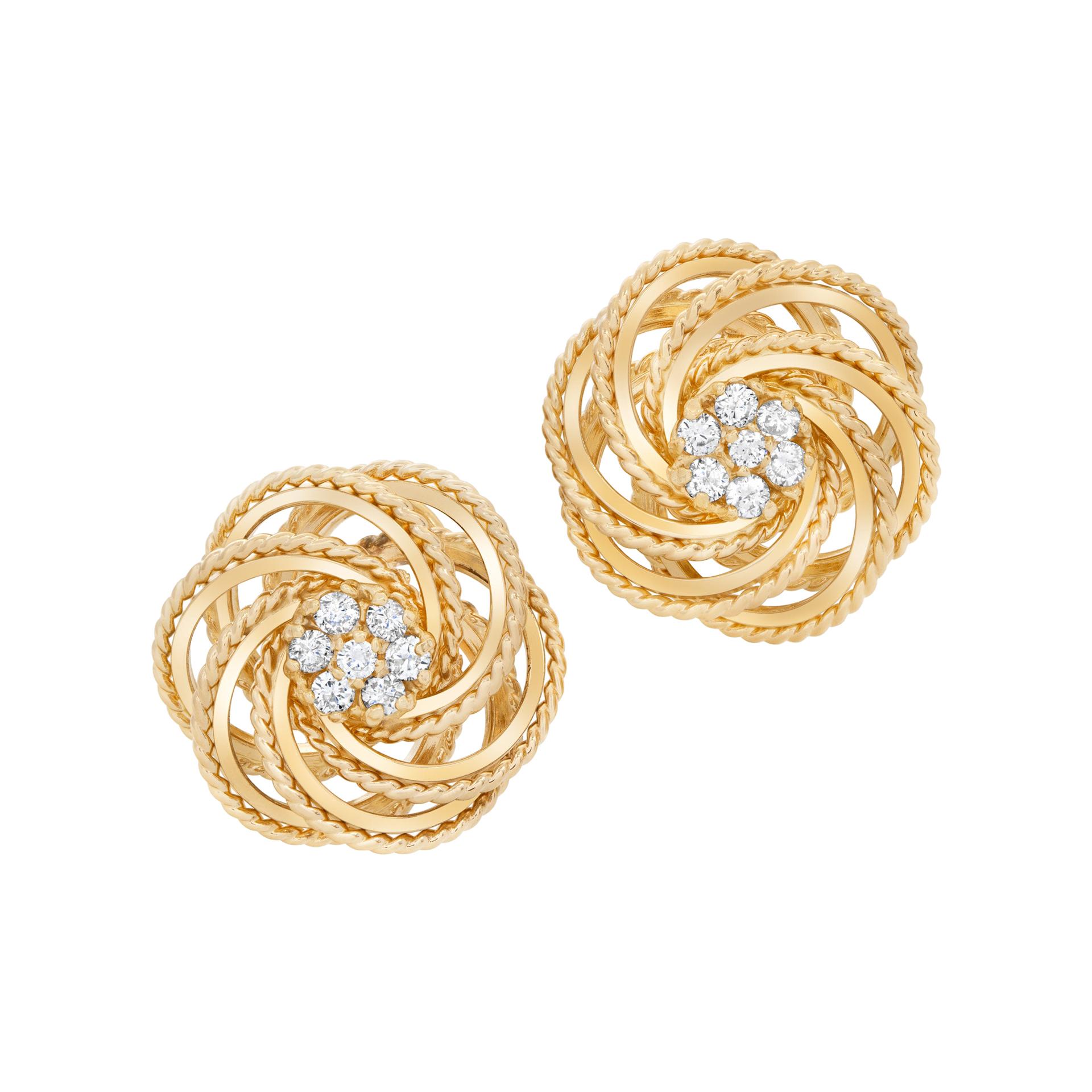 Diamond Knotted Earrings in 14k Yellow Gold