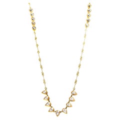 Diamond Kundan Teardrop Station Necklace in 18K Yellow Gold '3.73 ctw'