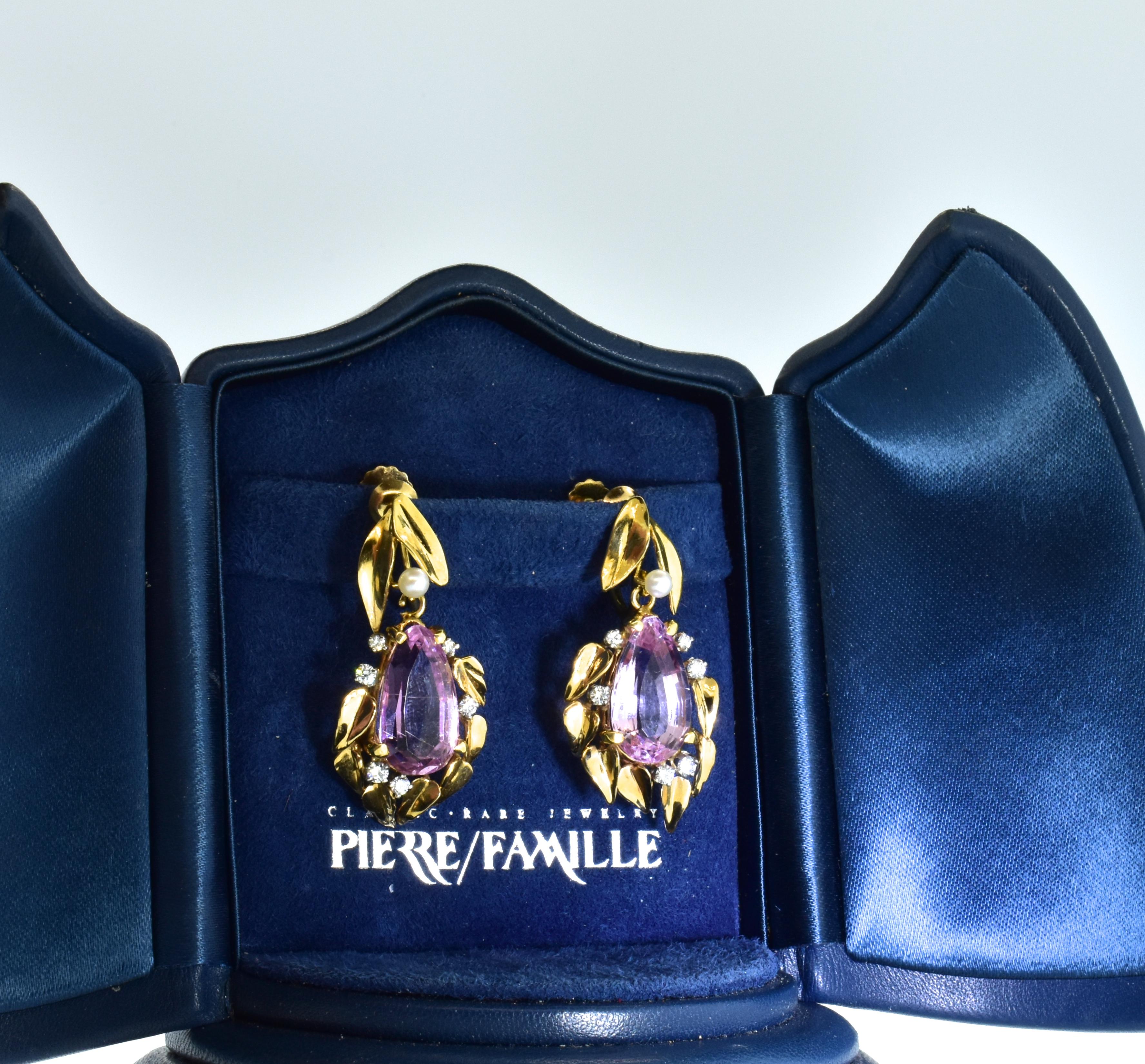 Diamond, Kunzite and Pearl Ring, Earrings and Necklace All in Gold & Platinum 12
