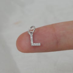 Diamond Studded L Alphabet 14k White Gold Unisex Pendant Customised Jewelry