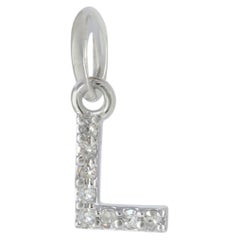 Diamond Studded L Alphabet 14k White Gold Unisex Pendant Customised Jewelry