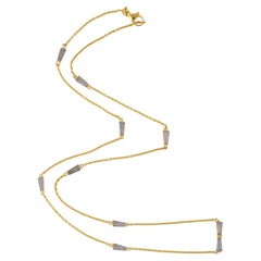 Diamant & Labradorit Kette Halskette aus 18K Gelbgold