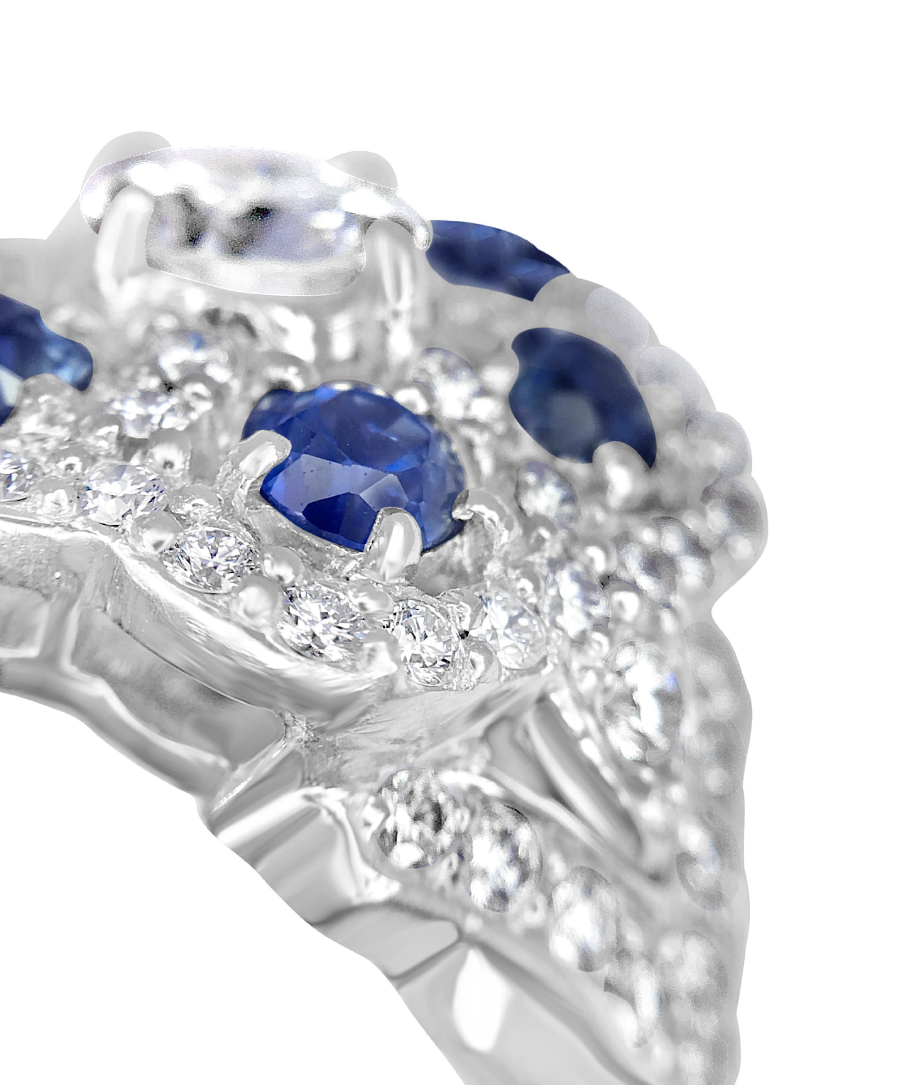 Contemporary Diamond Lace Sapphire Ring