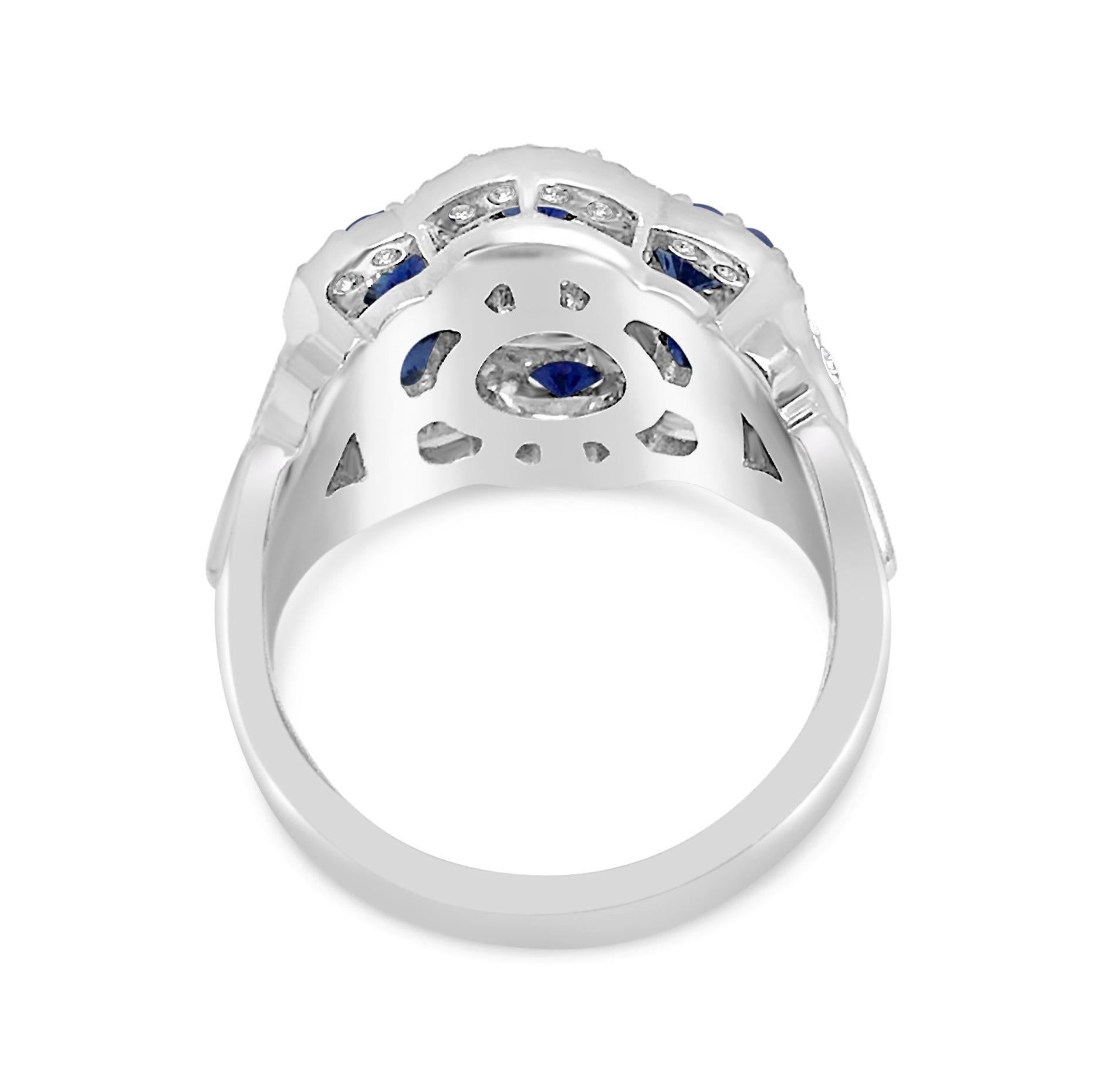 Diamond Lace Sapphire Ring In New Condition In Aspen, CO