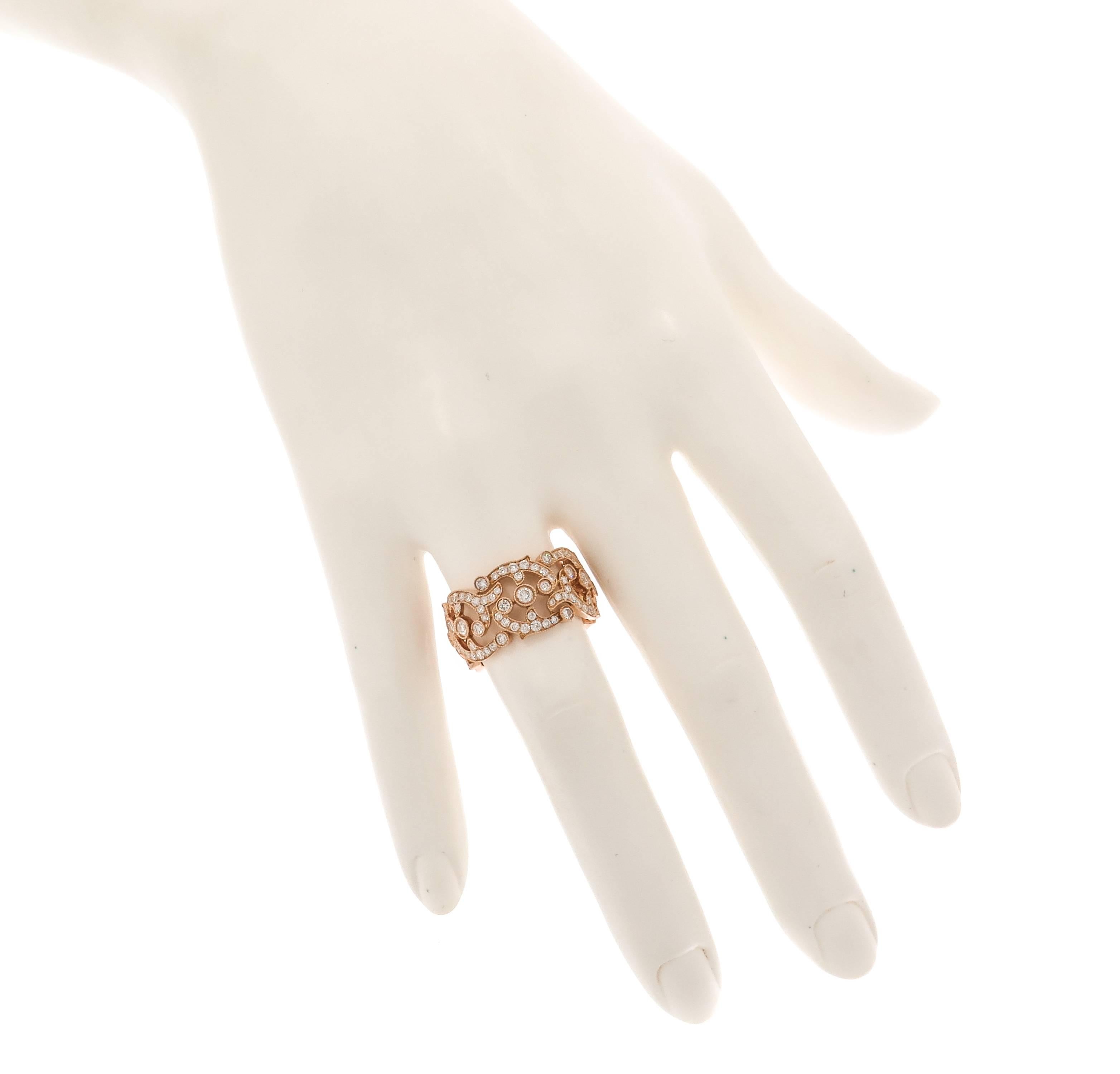 Women's Diamond Lace Wide Rose Gold Band