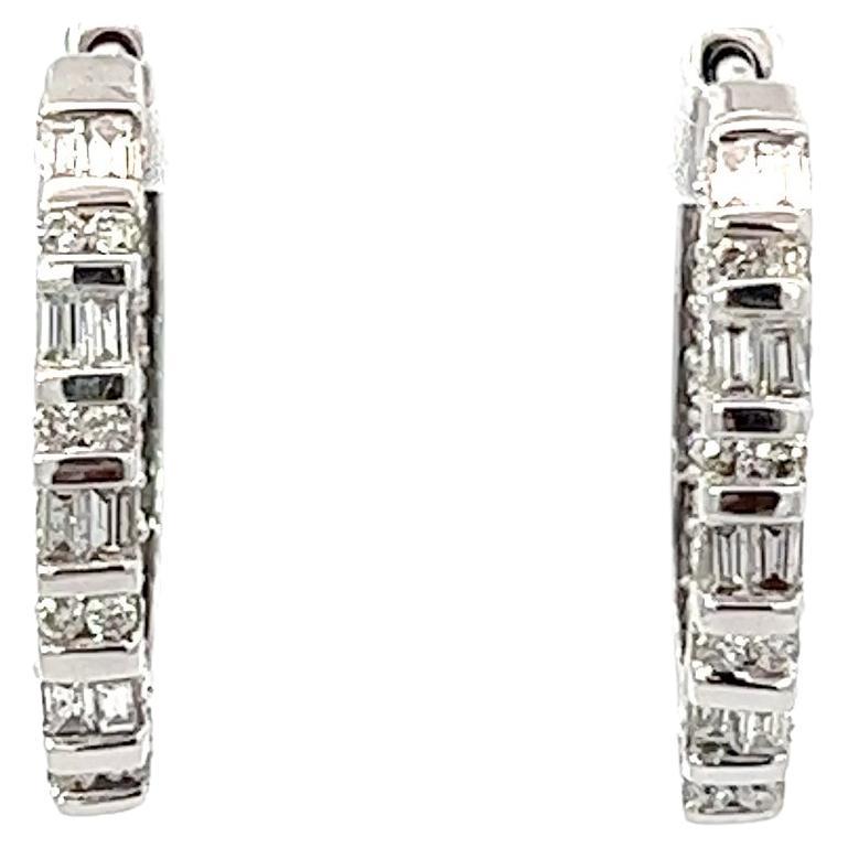 Diamond Lady's Earrings 14KW Gold Setting For Sale