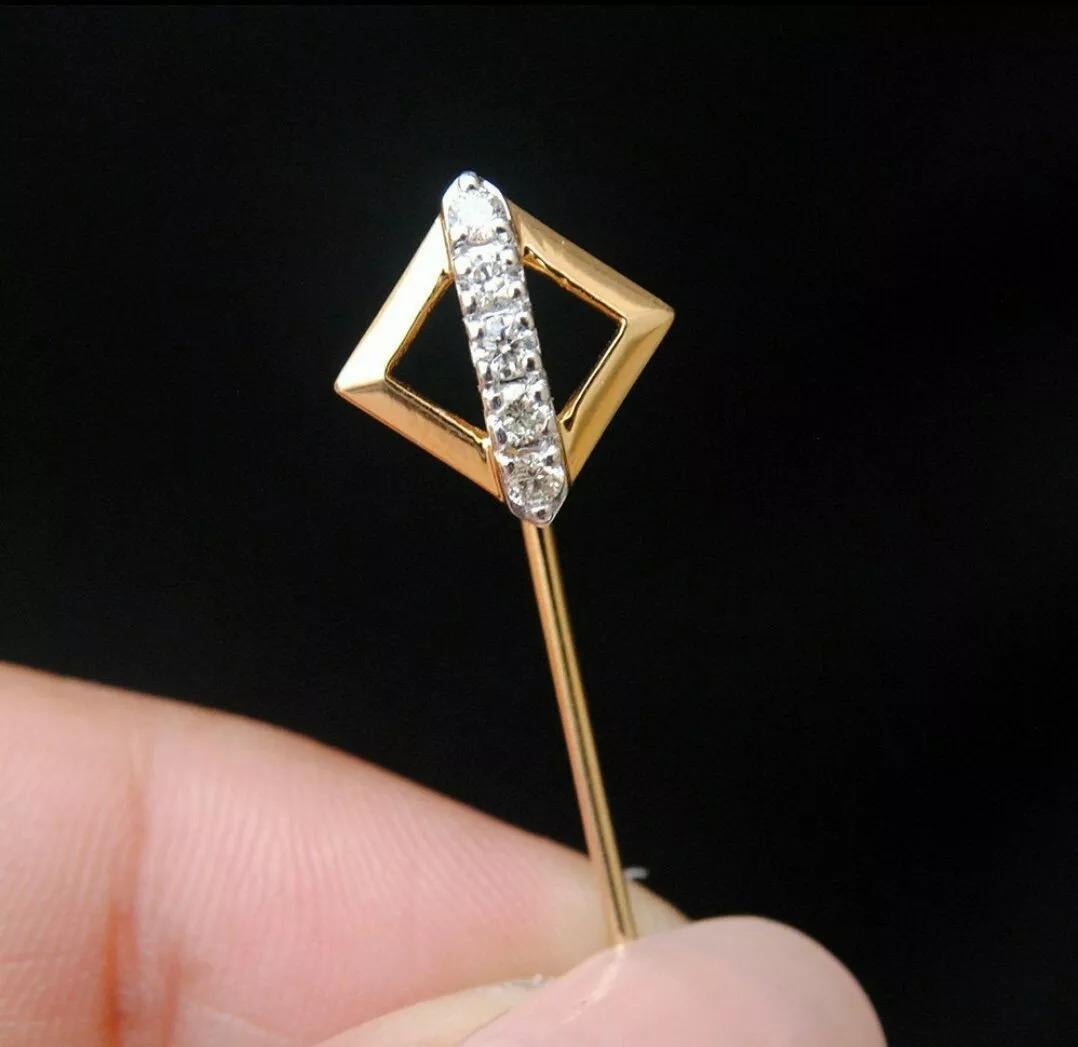 Diamond Lapel Pin 14k Solid Gold Diamond Stick Pin Tie Pin Fathers Day Men Gift
Light weight can be worn everyday

Additional information:
Condition: New with tags: A brand-new, unused, and unworn item (including handmade items) in the original