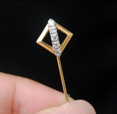 Diamond Lapel Pin in 14k Solid Gold for Men