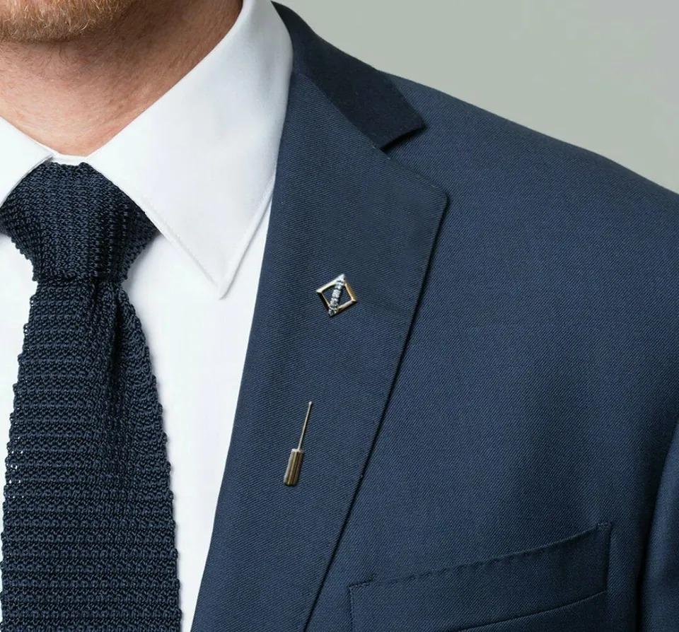 Men's Diamond Lapel Pin in 14k Solid Gold for Men For Sale