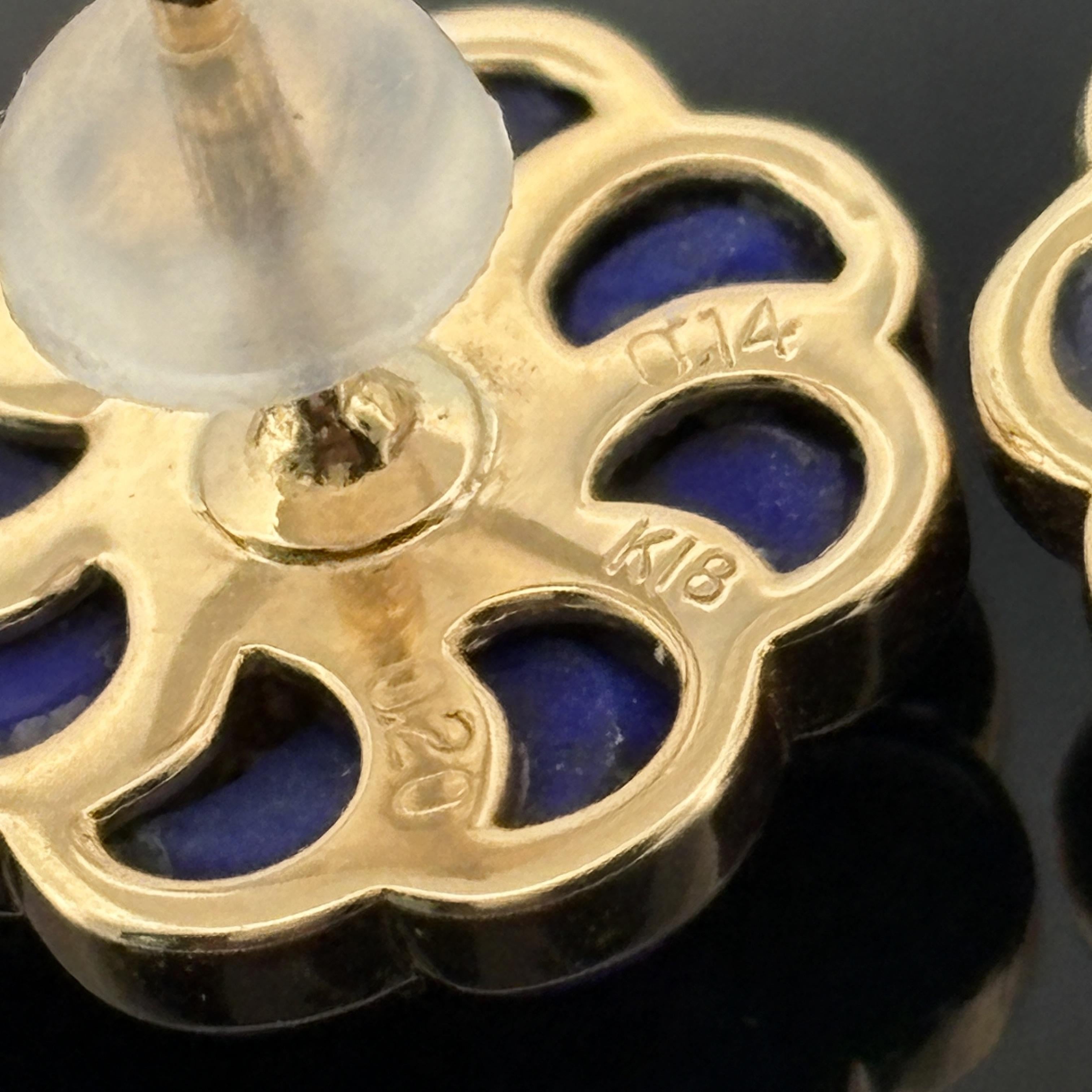 Orecchini con diamanti e fiori di lapis in oro giallo 18 carati in vendita 1