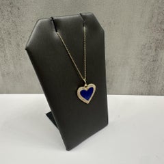 Diamond & Lapis Heart Pendant Necklace in 14kt Yellow Gold – 18in, New
