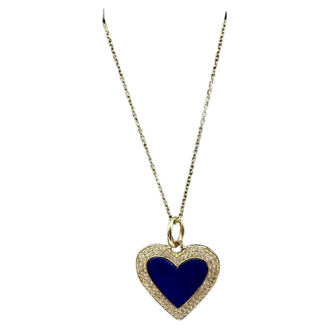 Diamond
Lapis Heart Pendant Necklace in 14kt Yellow Gold – 18in, New