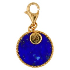 Diamond Blue Lapis Lazuli Shooting Star Sky Yellow Gold Medallion Charm Pendant