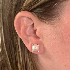 Boucles d'oreilles en or 14k 9.25 mm perle d'Akoya certifiée avec diamant