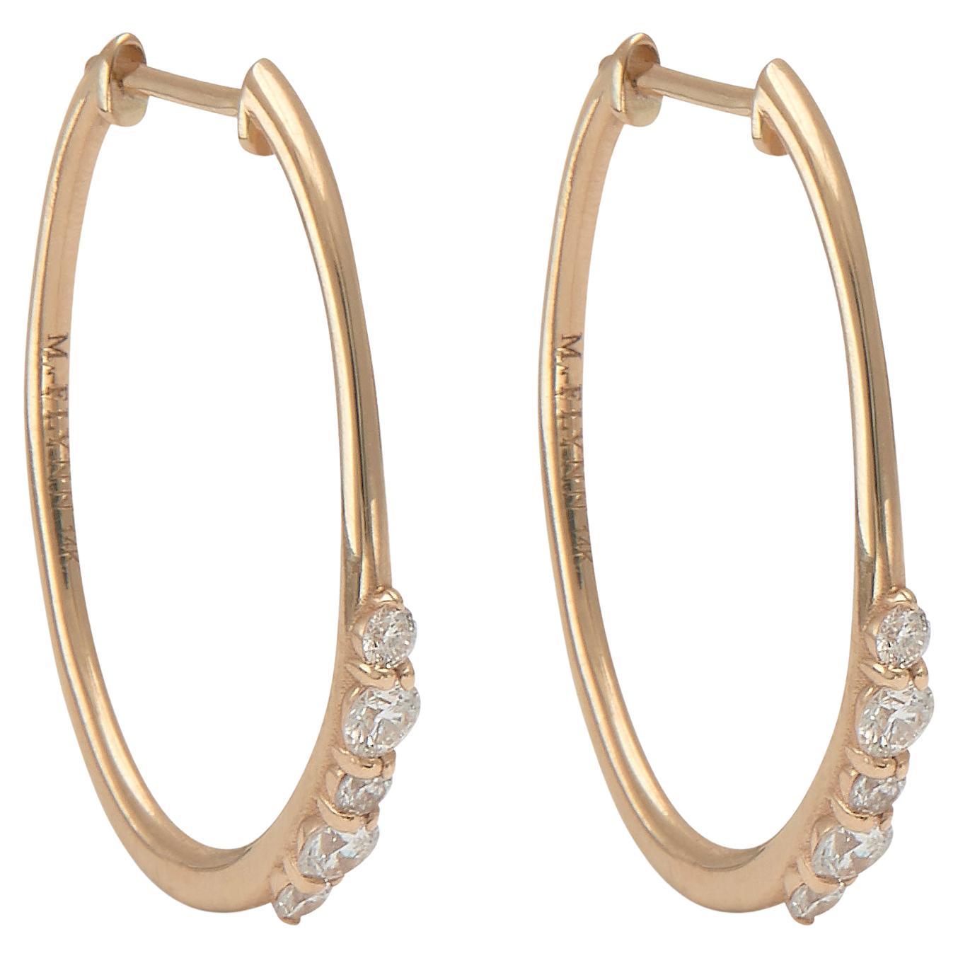 Diamond Large Ava Partial Hoops in 14K Yellow Gold For Sale