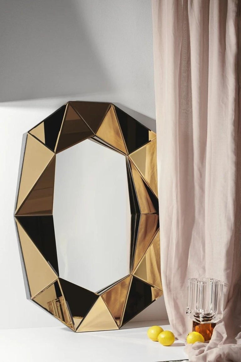 Grand Miroir Mural Diamant Concassé – Cadre Miroir Argenté