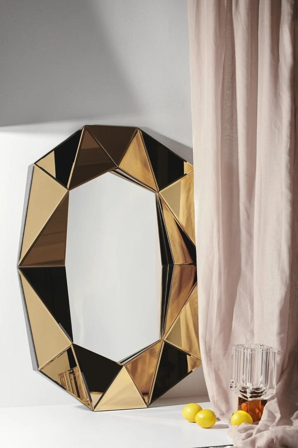 Großer Diamant-Spiegel mit Smaragd (21. Jahrhundert und zeitgenössisch) im Angebot