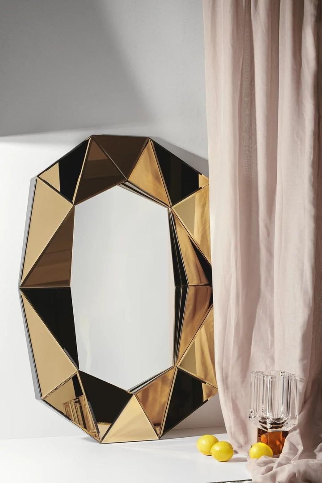 Contemporary Diamond Large Mirror Emerald For Sale
