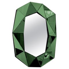 Grand miroir émeraude avec diamants