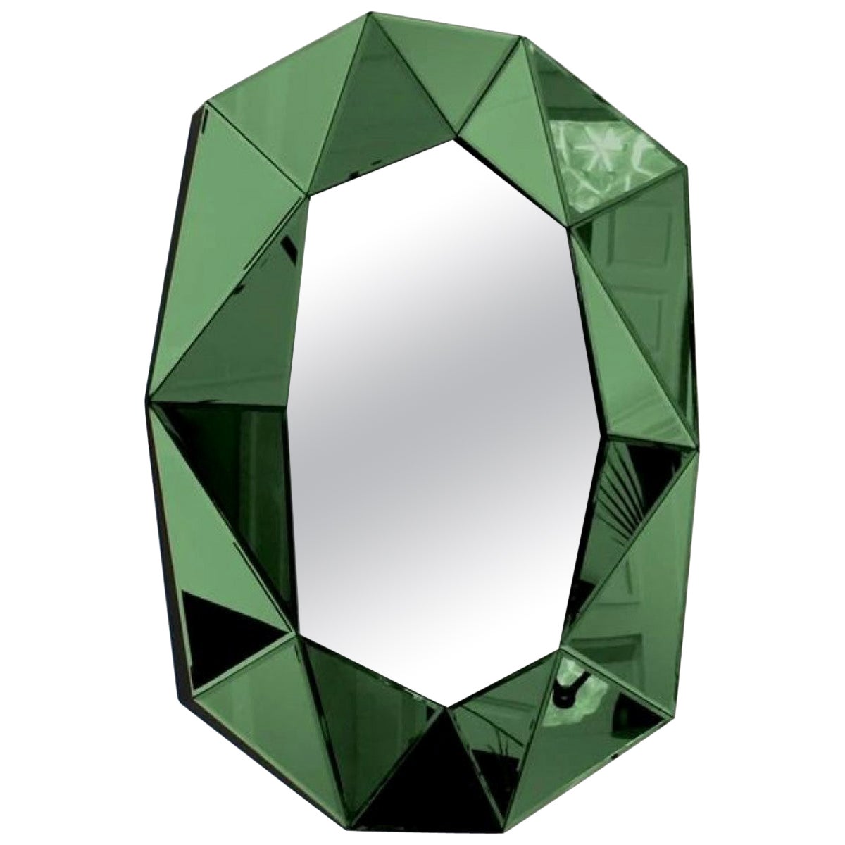 Großer Diamant-Spiegel mit Smaragd im Angebot