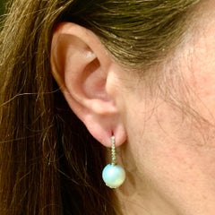 Diamant-Diamant-Ohrringe mit großen Südseeperlen 14k Gold 13 mm zertifiziert