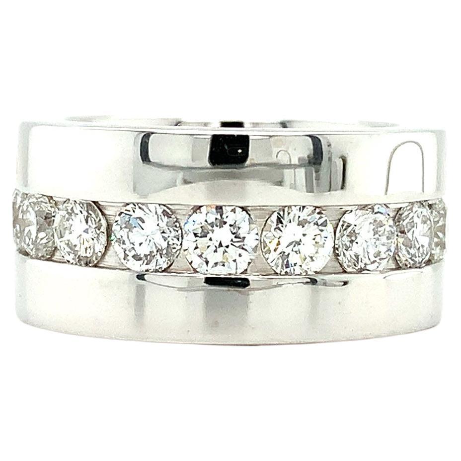 Diamond large wide eternity ring 18ct white gold  For Sale