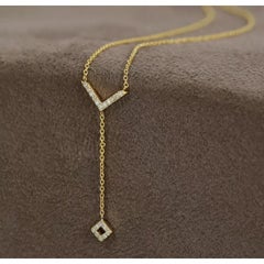 Diamond Lariat Layering Arrow Necklace in 14k Solid Gold