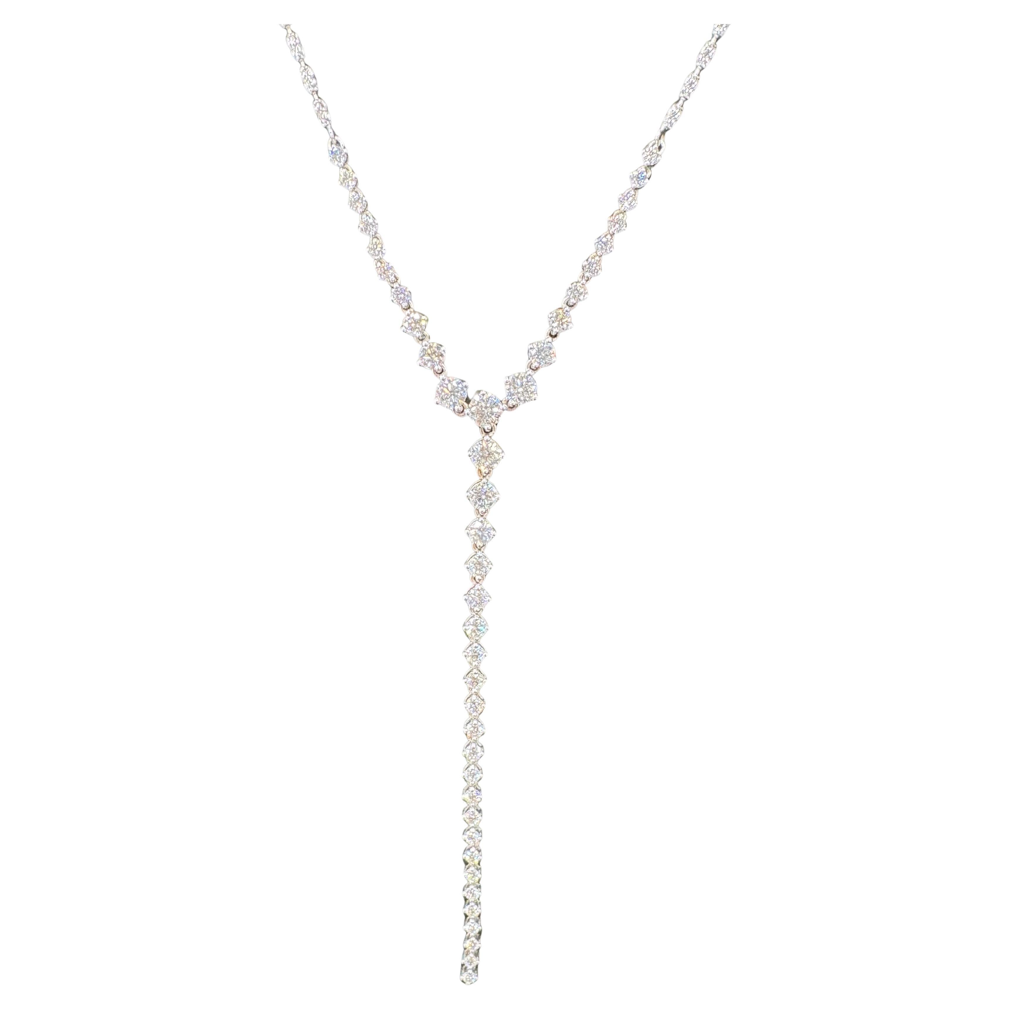 Collana Lariat con diamanti 3,27 carati F-G VS1-SI1 Oro bianco 18 carati In condizioni Nuovo in vendita a New York, NY
