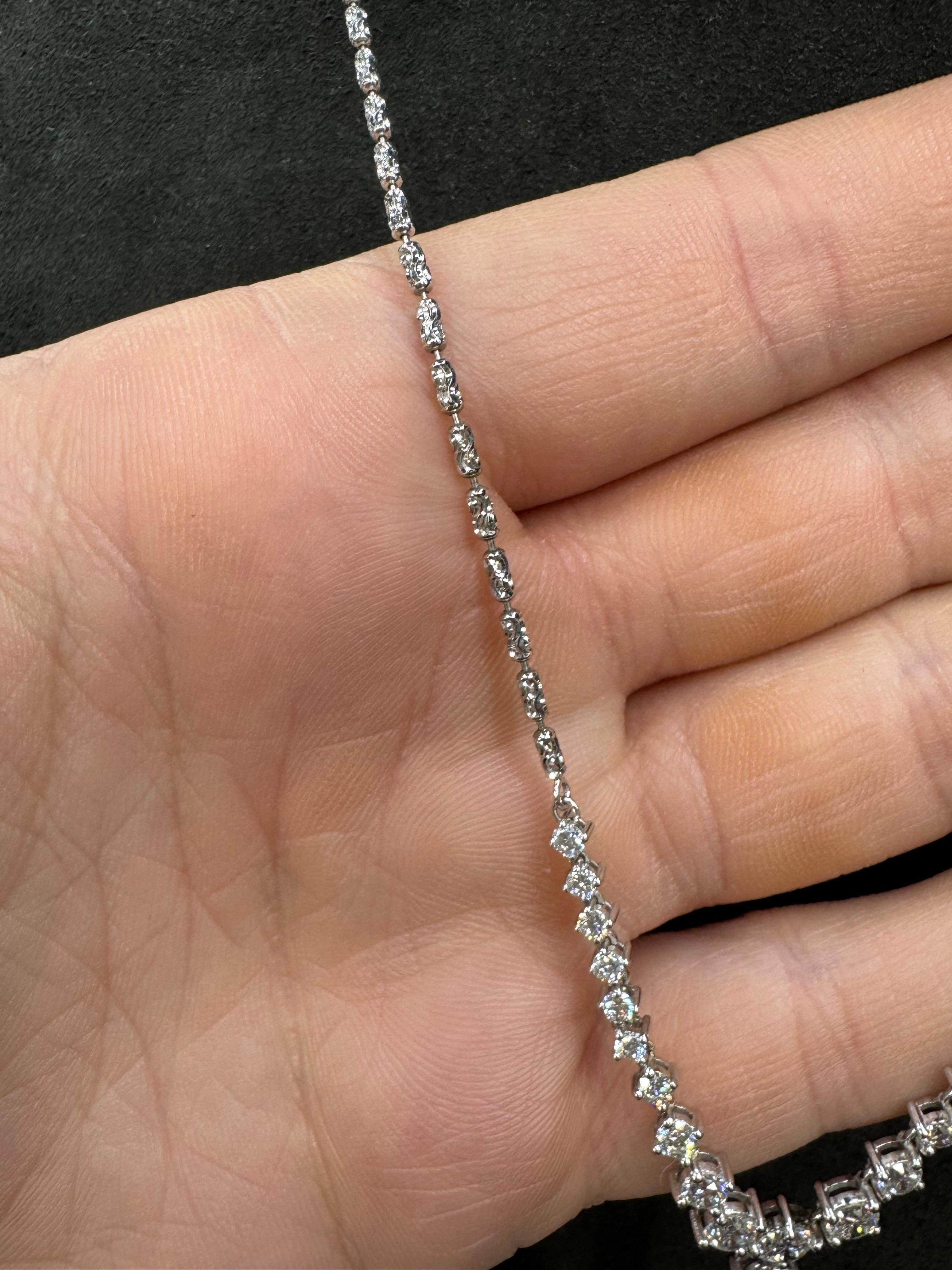 Collana Lariat con diamanti 3,27 carati F-G VS1-SI1 Oro bianco 18 carati in vendita 2