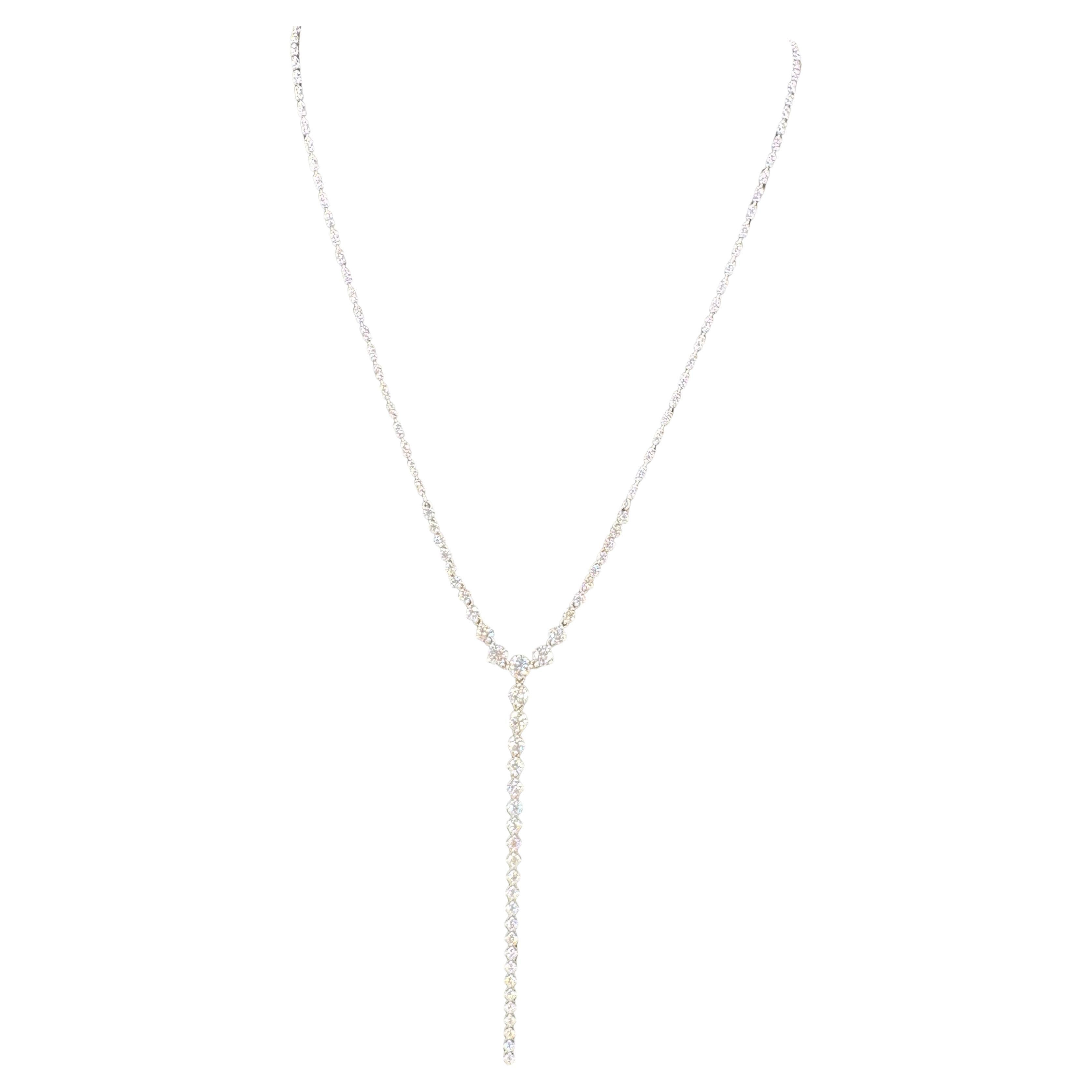 Taglio rotondo Collana Lariat con diamanti 3,27 carati F-G VS1-SI1 Oro bianco 18 carati in vendita