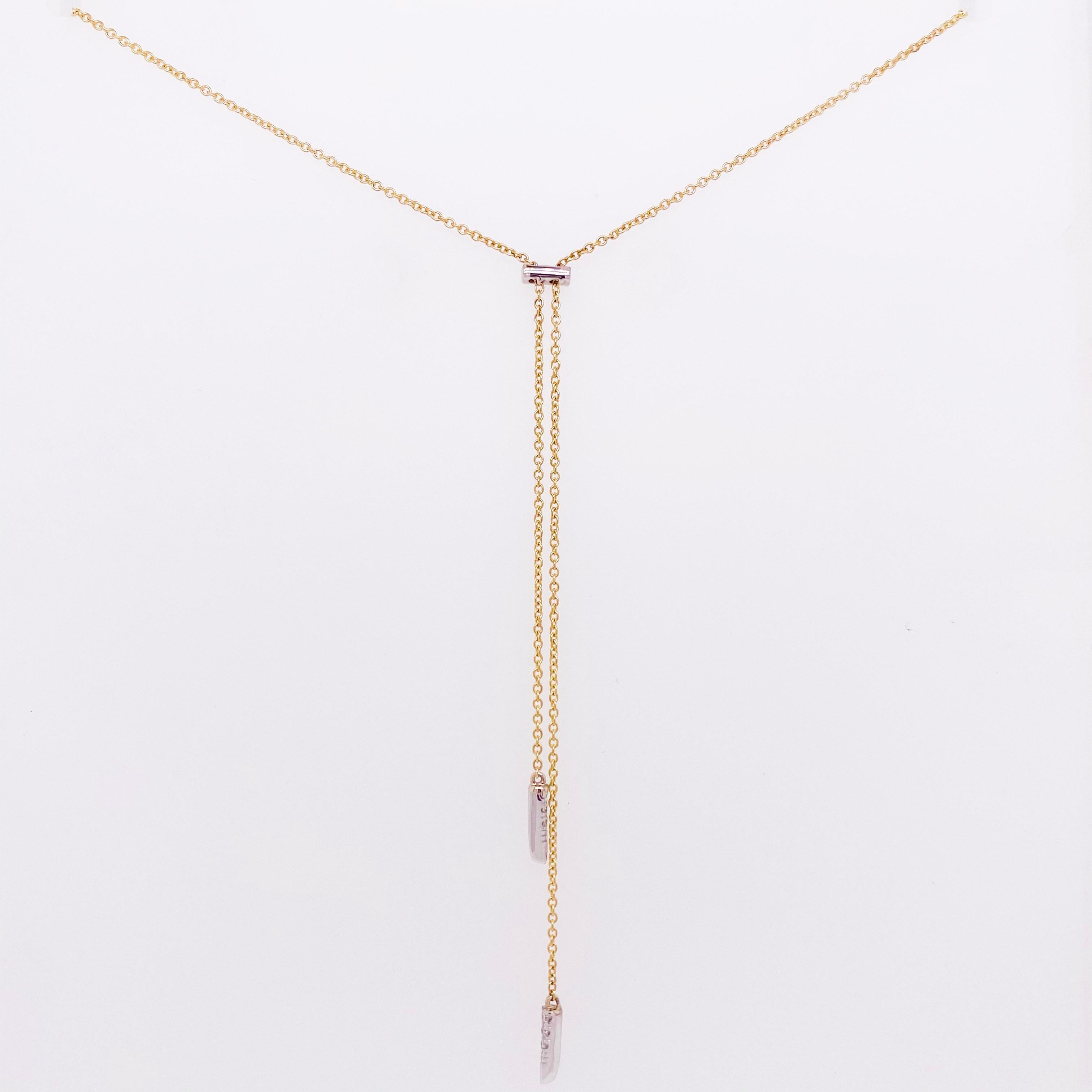 Modern Diamond Lariat Necklace, 14K Yellow-White Gold Choker, Bolo, Y Neck, NK6123M45JJ For Sale