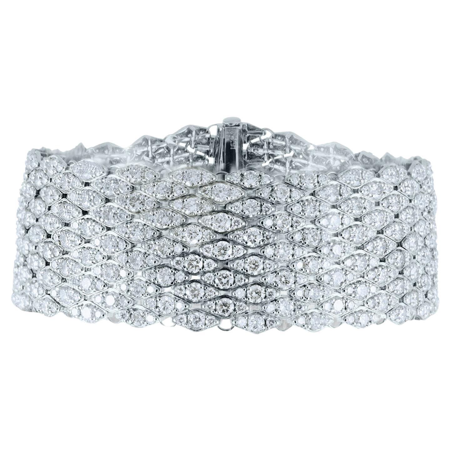 Bracelet en treillis de diamants en or blanc 18K, 21.50 carats