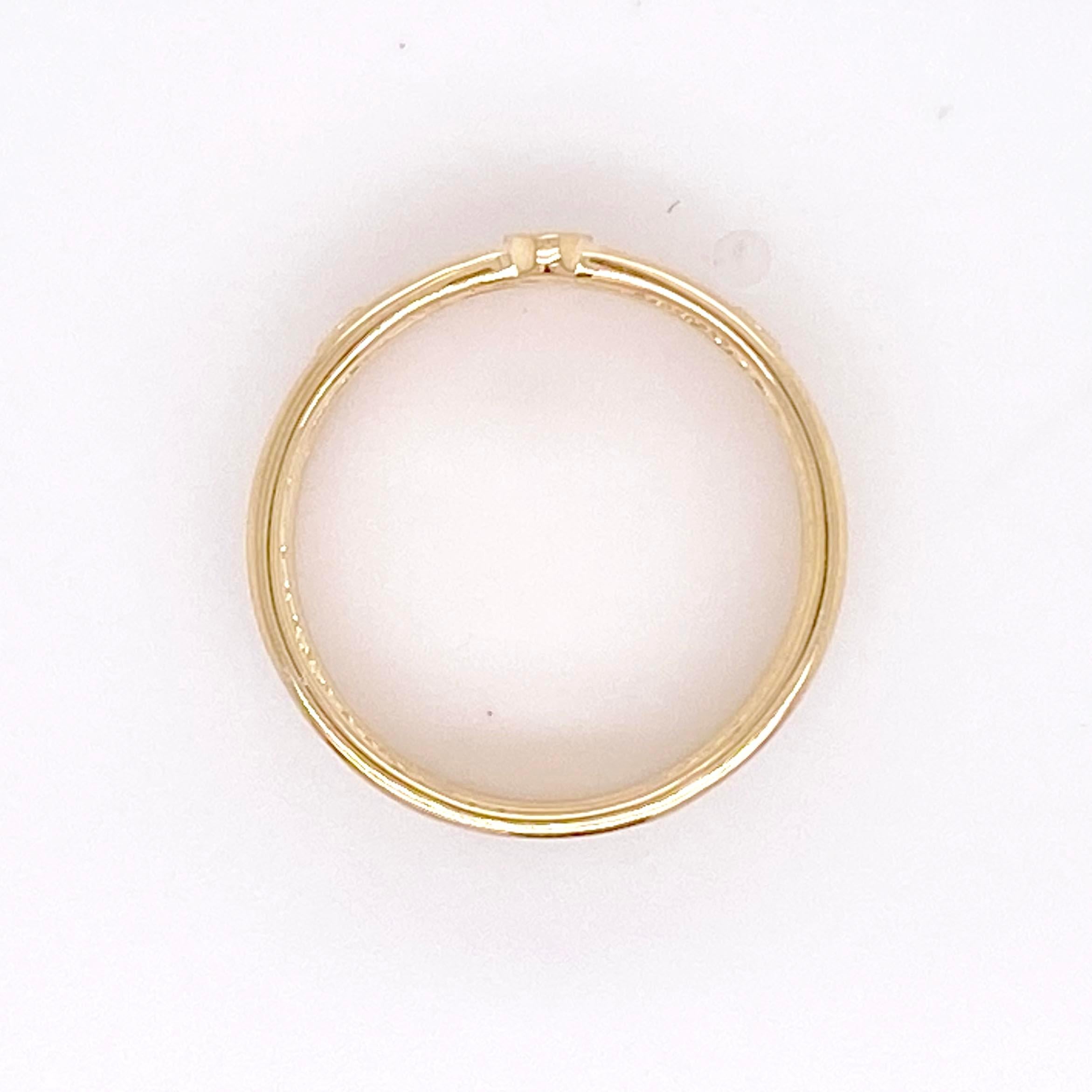 For Sale:  Diamond Layered 14Kt Yellow Gold Band Bezel Set Diamond Station Layered Ring 5